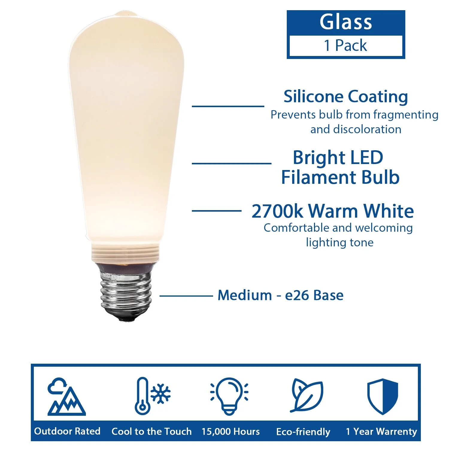 Festive Living LED ST19 + COB Bulb Indoor/Outdoor Covered Edison Bulbs, E26 Base - Velora Light - Large