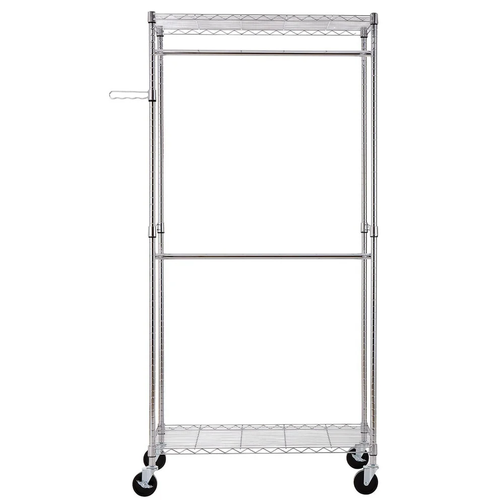 Closet Organizer Garment Rack Clothes Hanger Home Shelf Heavy Duty Chrome