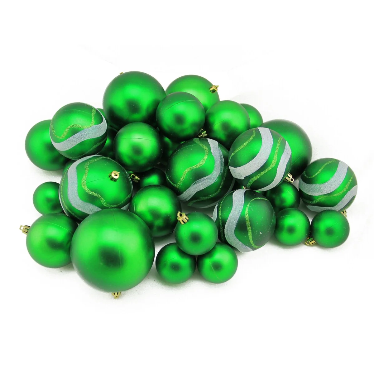 Shatterproof Glitter Swirled and Matte Christmas Ball Ornaments - 4