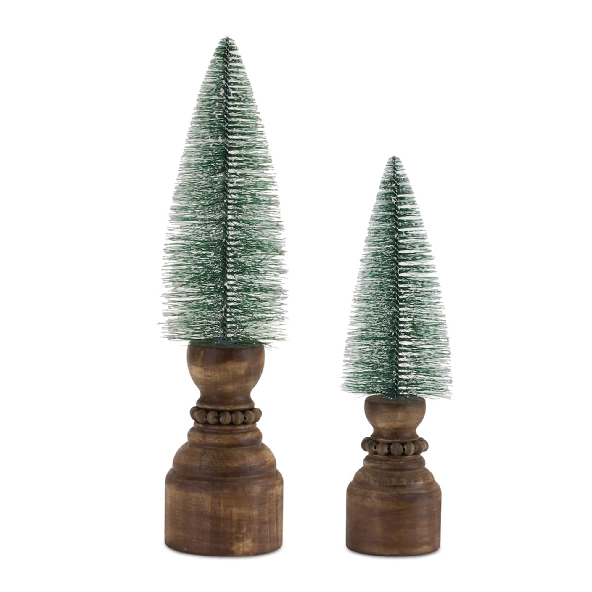 Rustic Pine Mini Tree Set of 2 for Winter and Holiday Decor - 3” x 3” x 11.5”