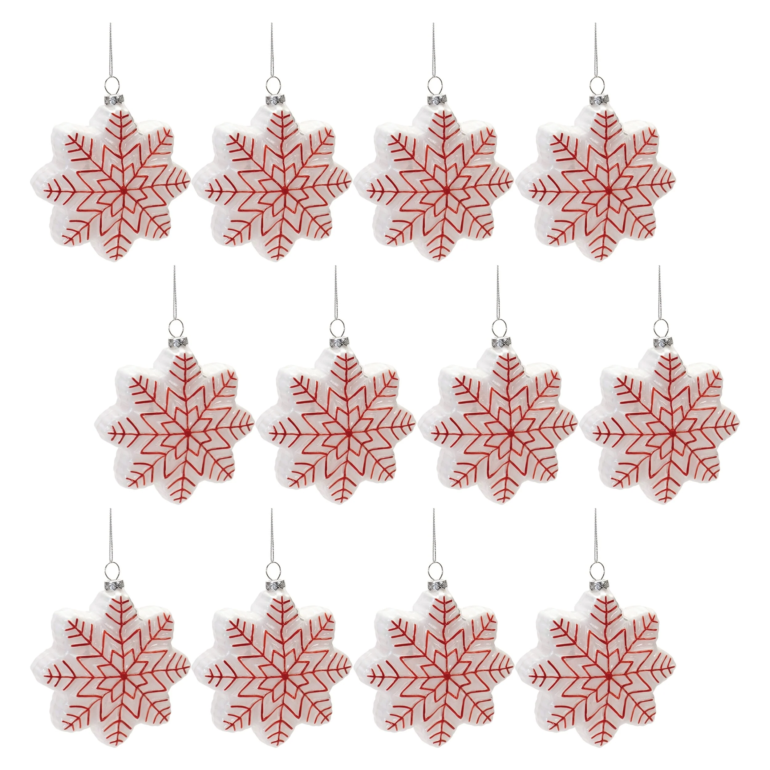 Set of 12 Glass Snowflake Christmas Ornaments for Tree Decoration - 4