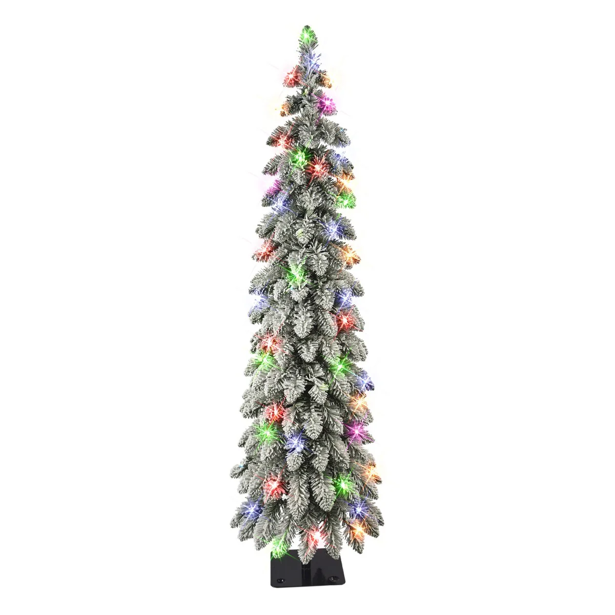 Puleo International 4 ft. Pre-lit Flocked Alpine Pencil Tree