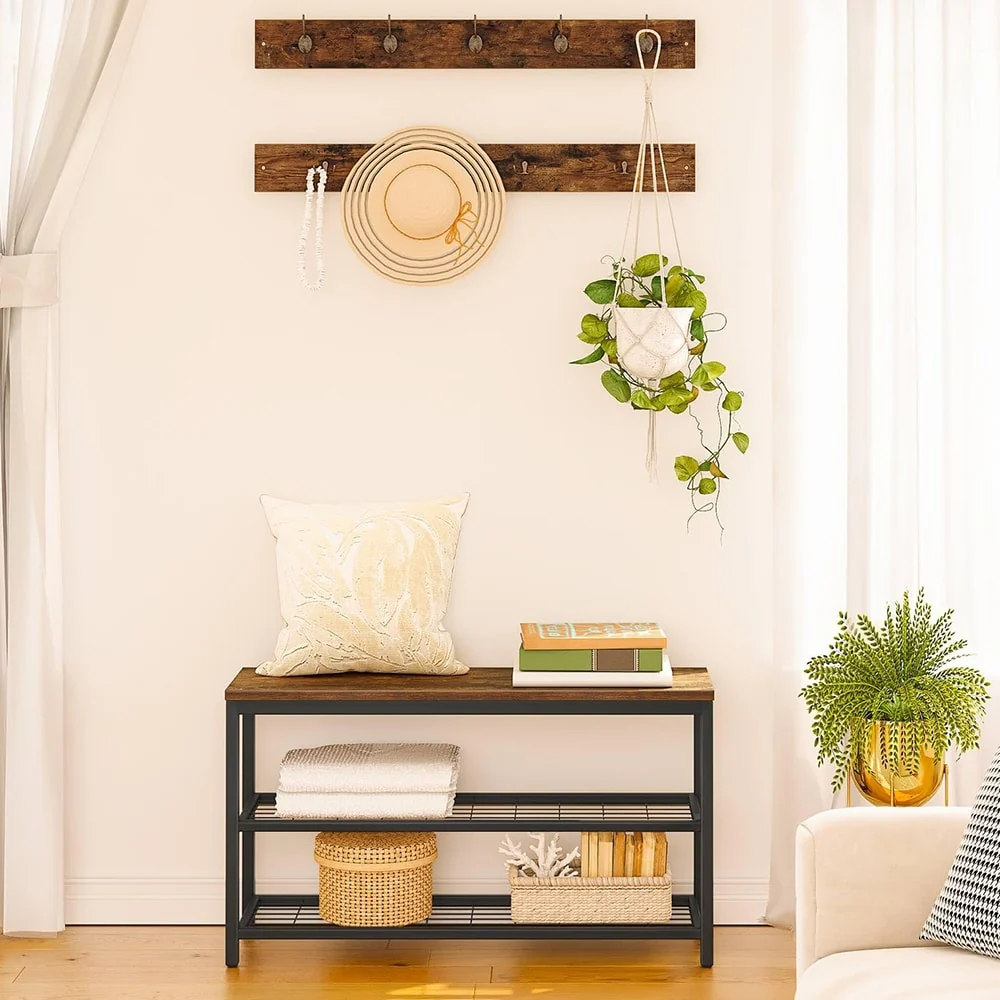 Coat Rack Shoe Bench Set, Entryway Shoe Rack Bench with Coat Hooks - Bench Set
