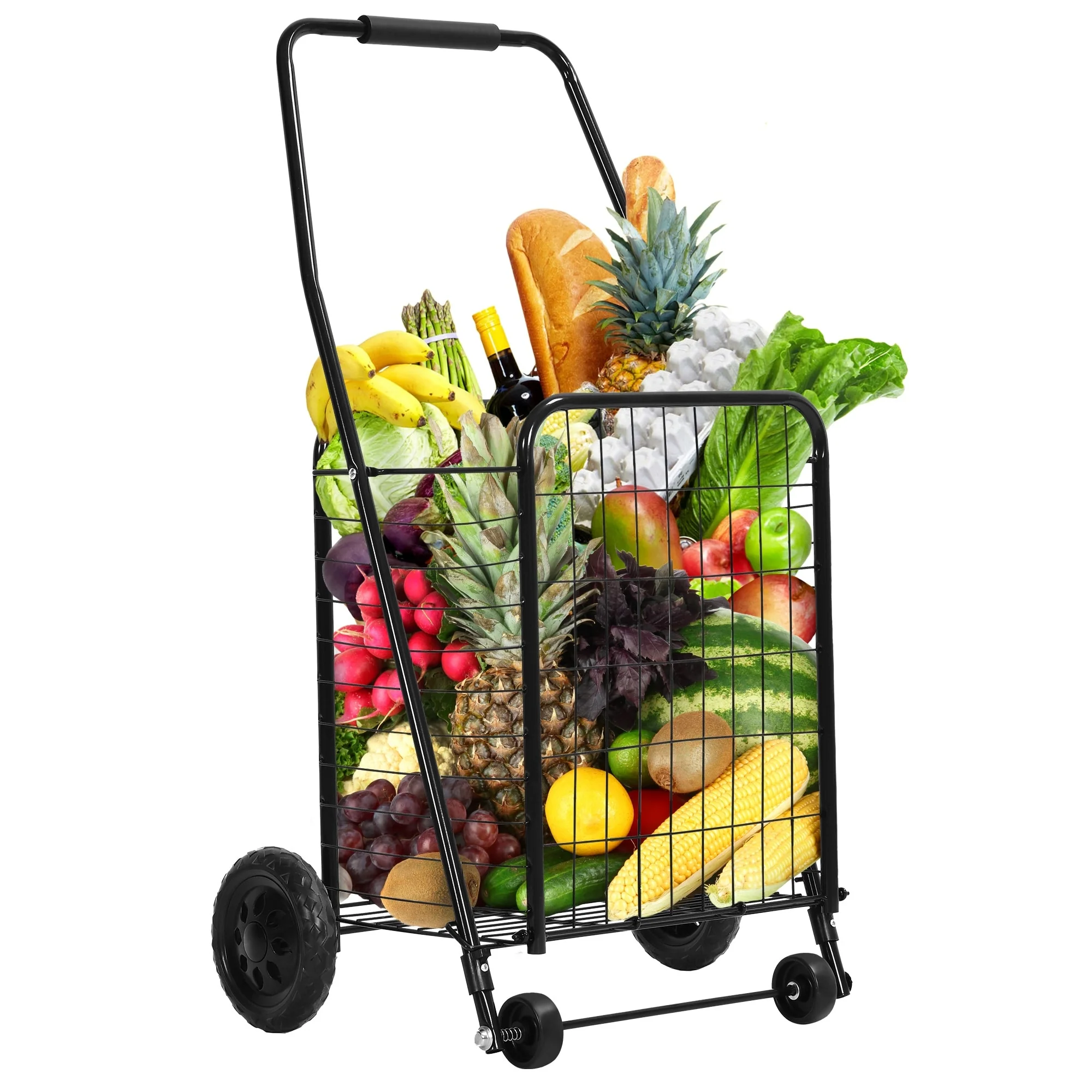 Moasis Utility Folding Shopping Cart Portable Trolley with Swivel Wheels
