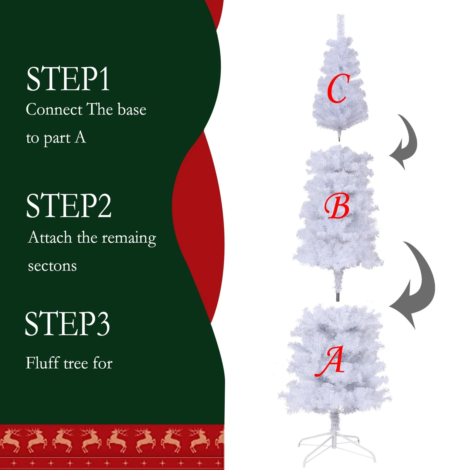 7.5FT Elegant White Slim Pencil Christmas Tree with 1000 Tips - Perfect Space-Saving Design for Apartments