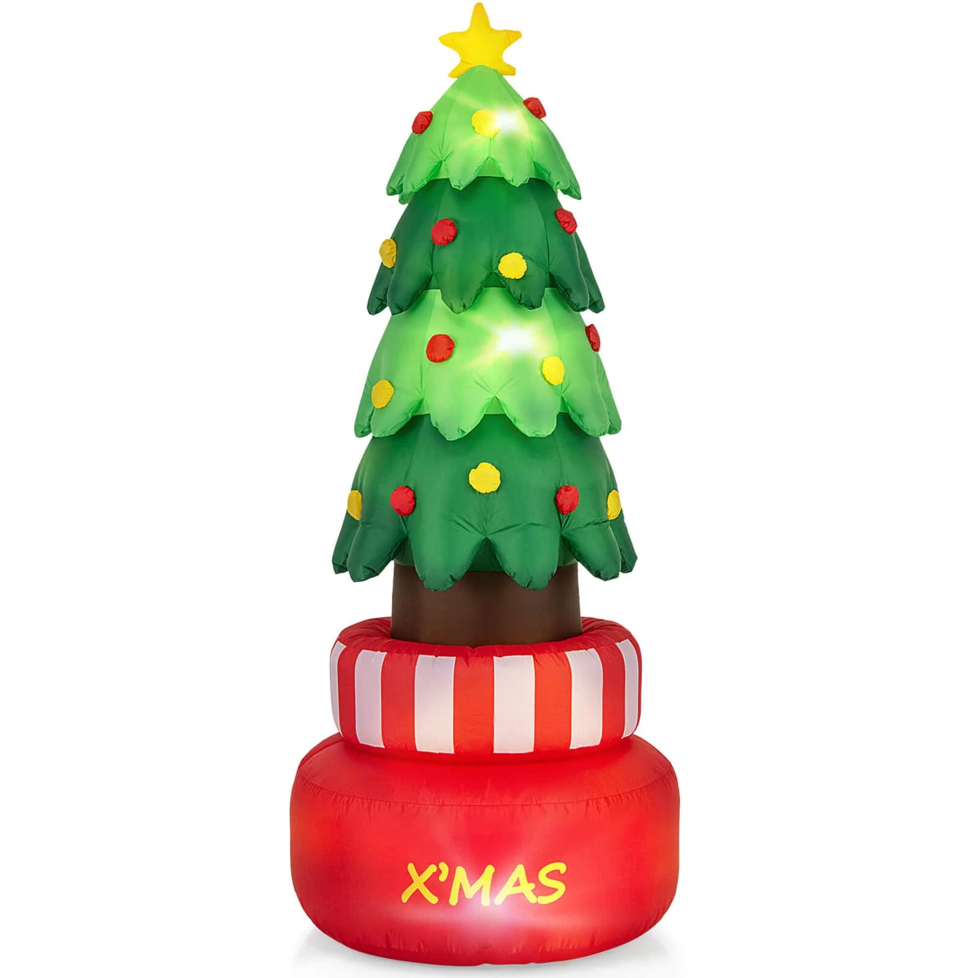 Costway 8 FT Christmas Inflatables with Built-in LED Lights Water Bags - See Details