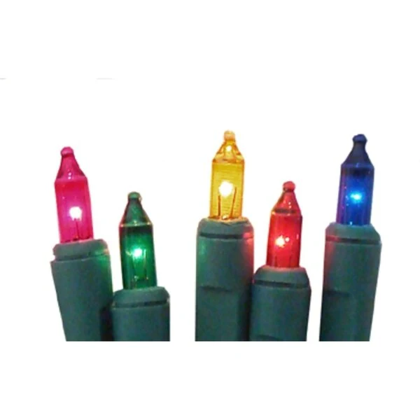 Set of 20 Battery Operated Multi-Color Mini Christmas Lights - Green Wire