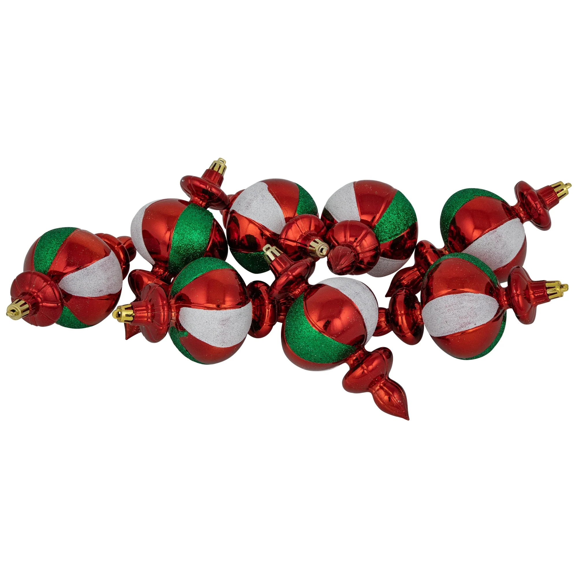 8ct Traditional Colors Shatterproof Finial Christmas Ornaments, 6