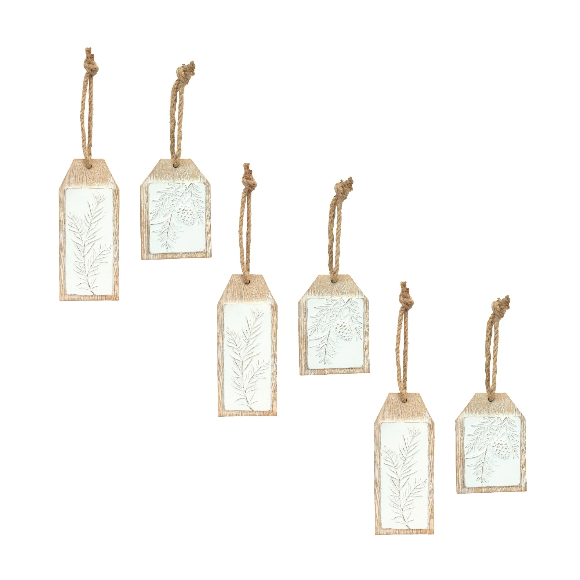 Pine Branch Tag Christmas Ornaments - 6.75