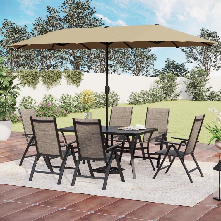 Alyah 6 - Person Rectangular Outdoor Dining Set with Cushions