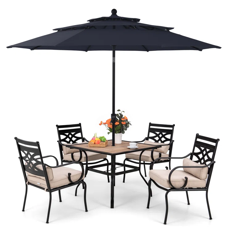Alyah 4 - Person Square Outdoor Dining Set with Cushions