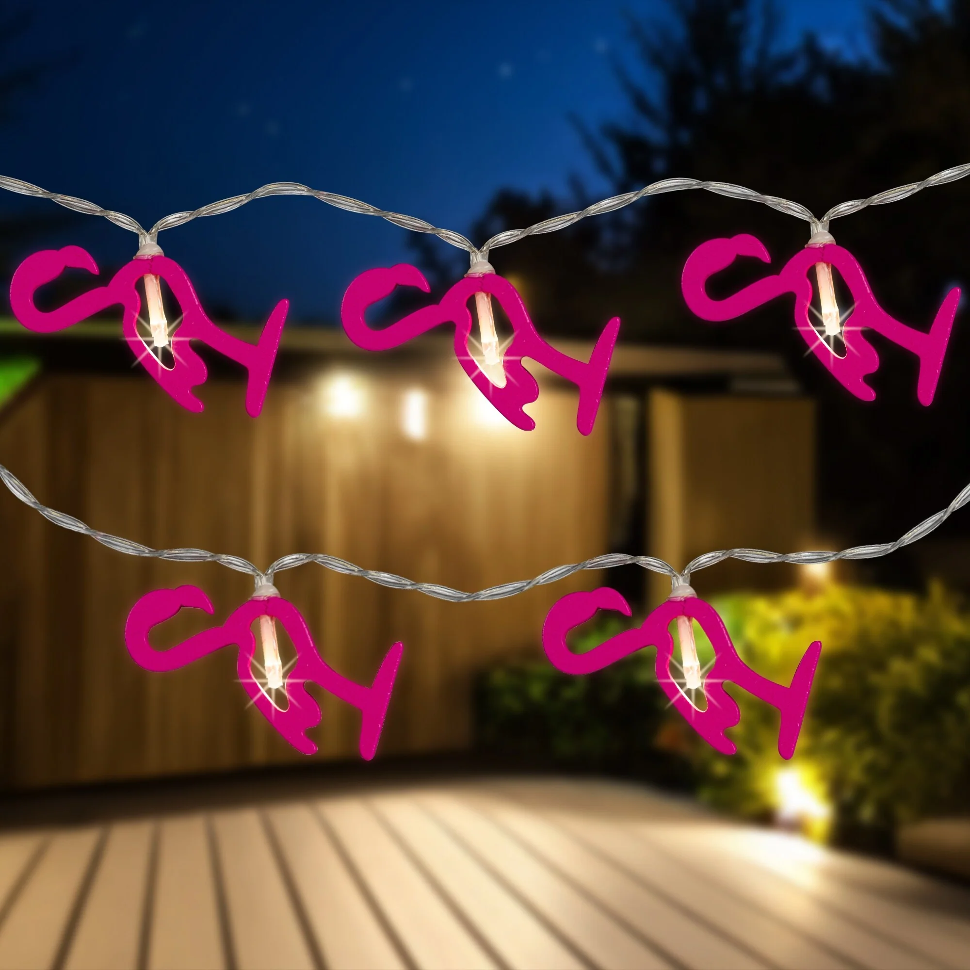 LED Flamingo Patio Light Set - Pink - 4' Clear Wire - 10ct