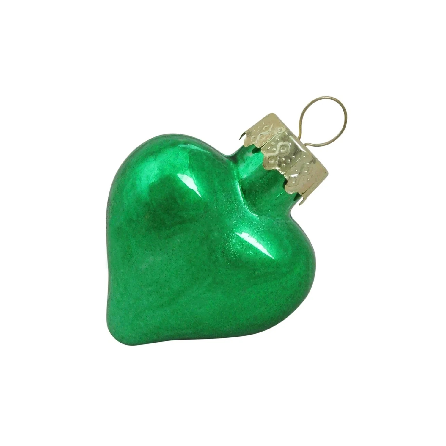 Shiny Finish Glass Heart Christmas Ornaments 1.75