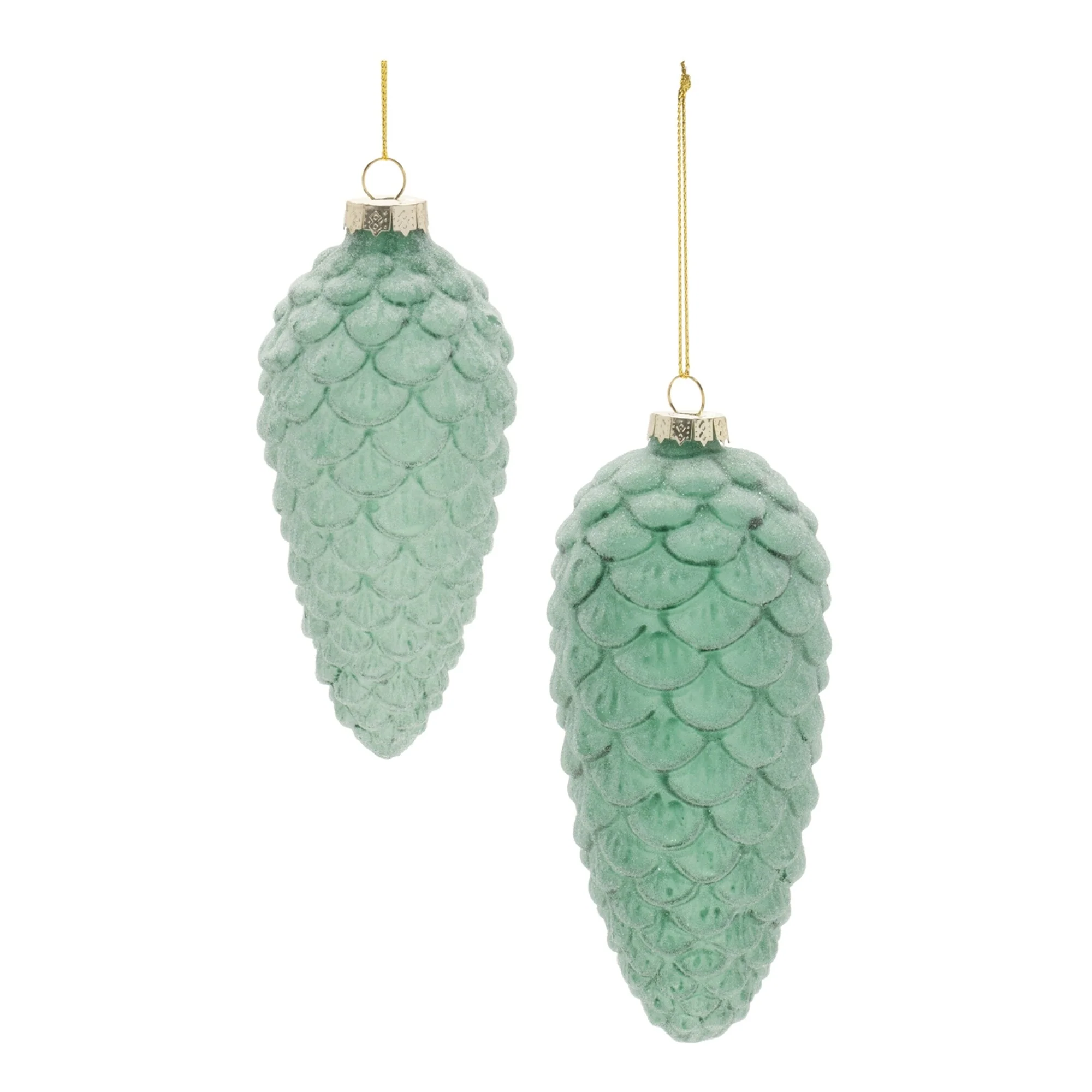 Frosted Glass Pinecone Christmas Ornaments - 6