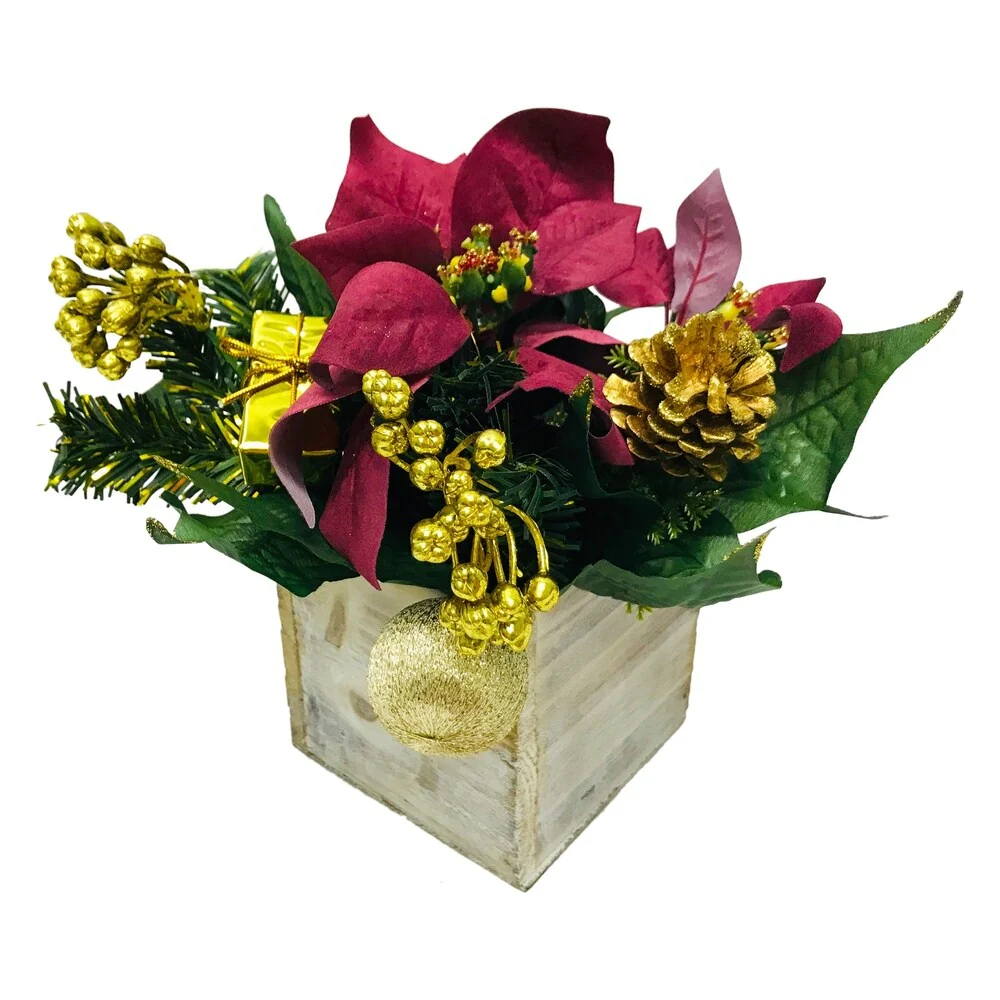 Farmhouse sparkles poinsettia arrangement