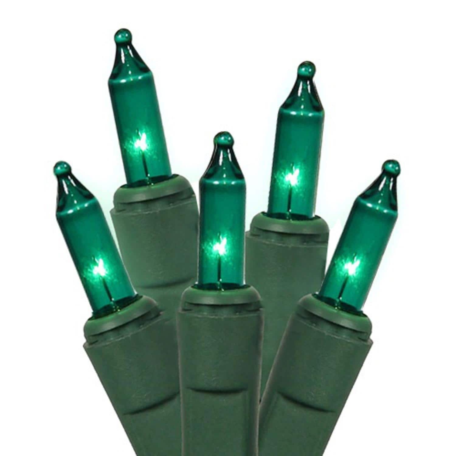 100-Count Teal Green Mini Christmas Light Set, 18ft Green Wire