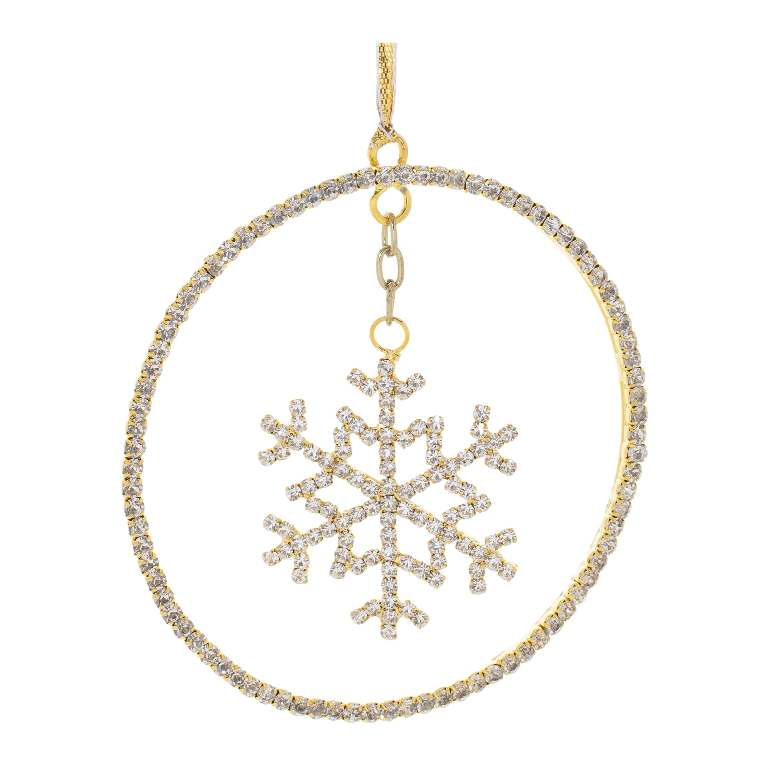 Set of 12 Snowflake Disc Ornaments with Glass Beads for Christmas Tree - 4” x 0.03” x 4”