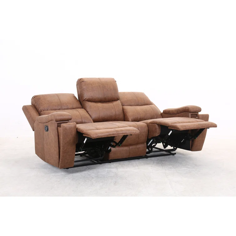 Maroske 79'' Top Leather Square Arms Reclining Sofa with Hidden Cupholder (Set of 2)