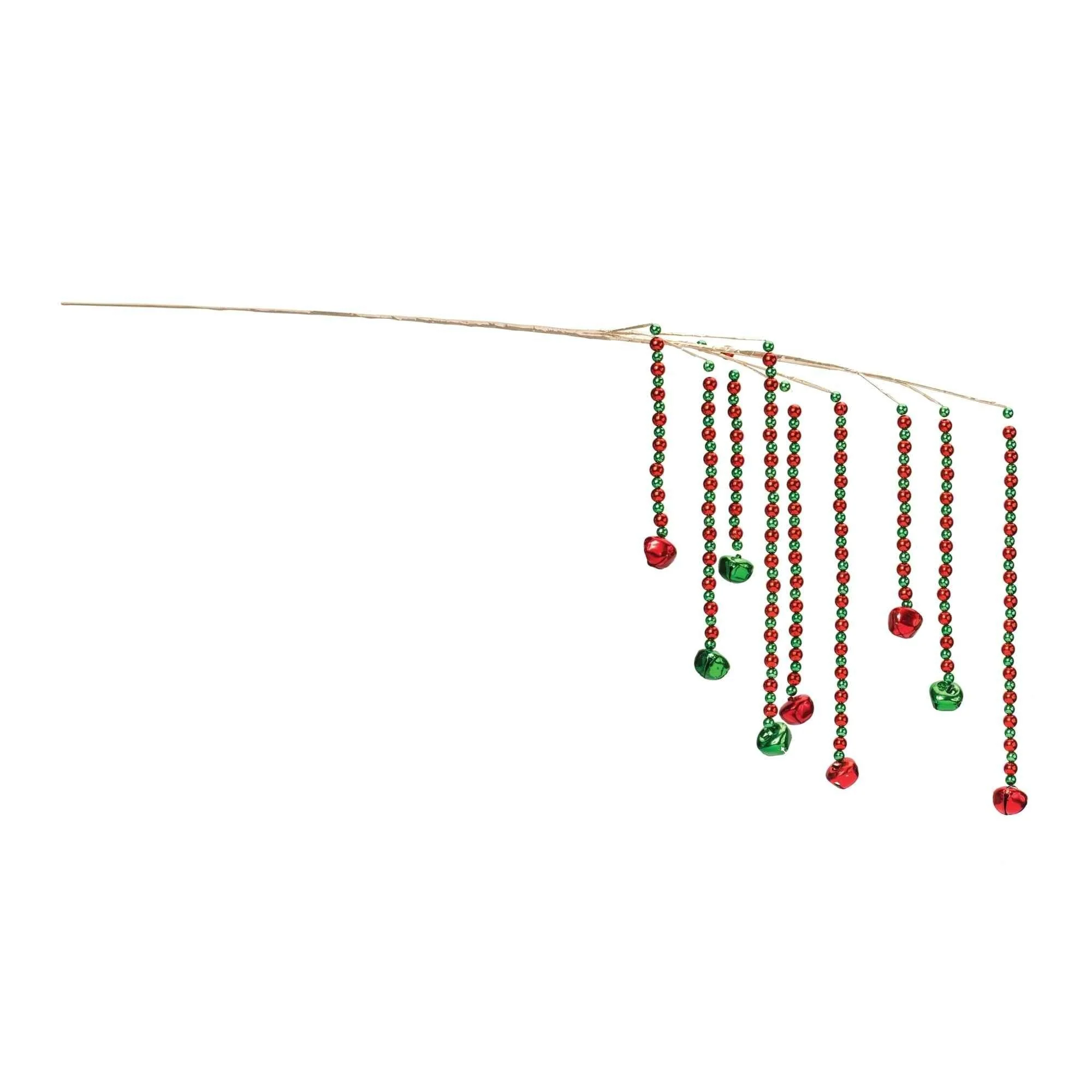 Set of 2 Red & Green Hanging Sleigh Bell Christmas Branch Sprays 26.5