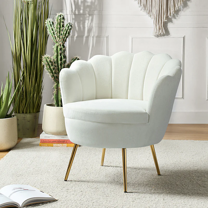 Evelia Velvet Scalloped Barrel Chair