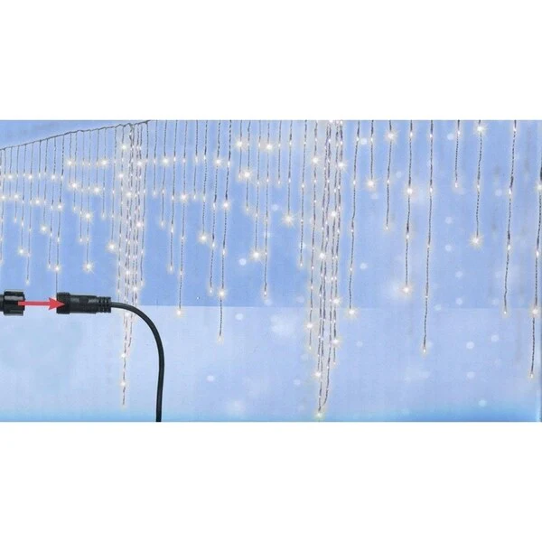 Set of 370 Cool White LED Christmas Giant Icicle Lights - Connect 24V Extension Set - Clear Wire - N/A