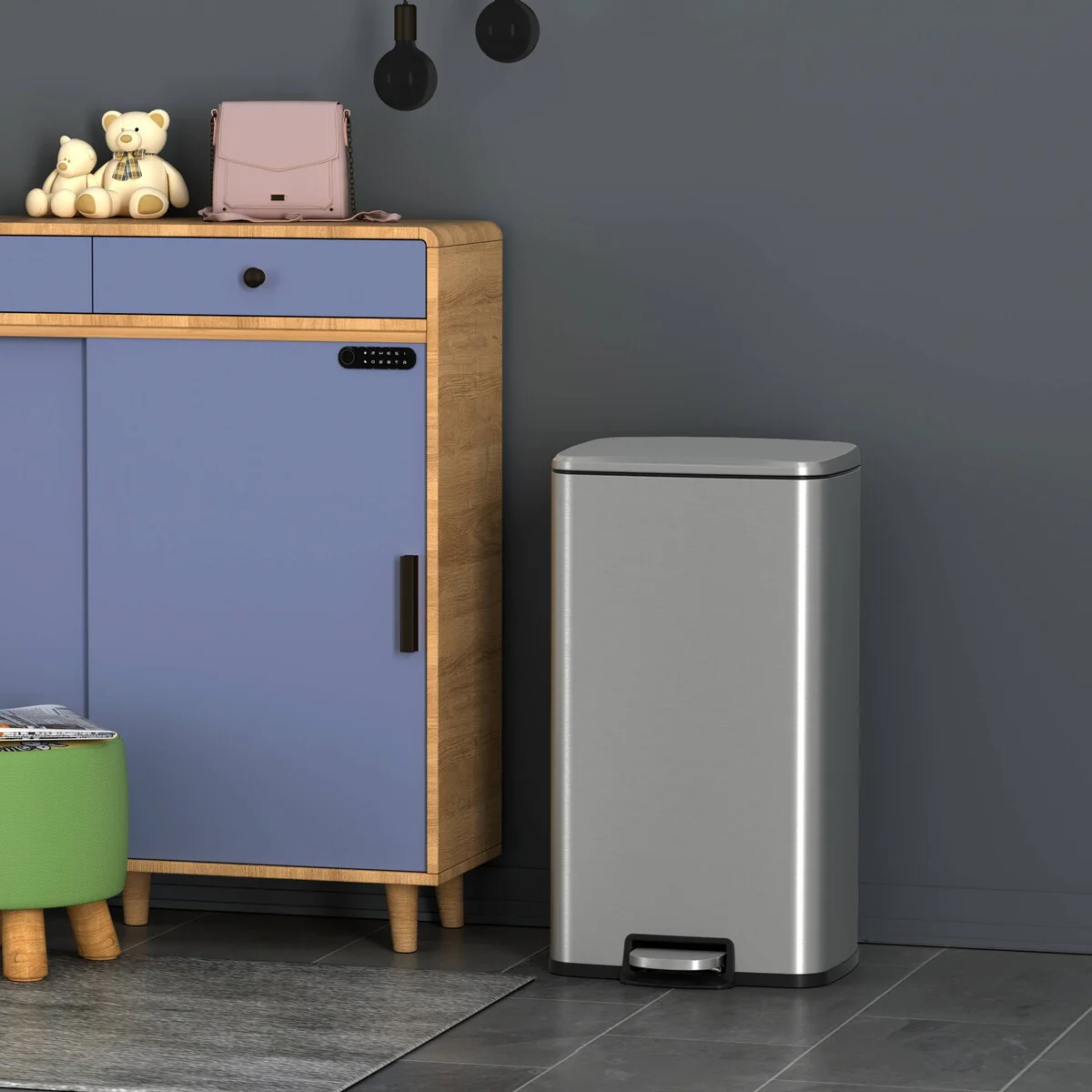Innovaze 8 Gal./30 Liter Rectangular Stainless Steel step-on Trash Can for kitchen