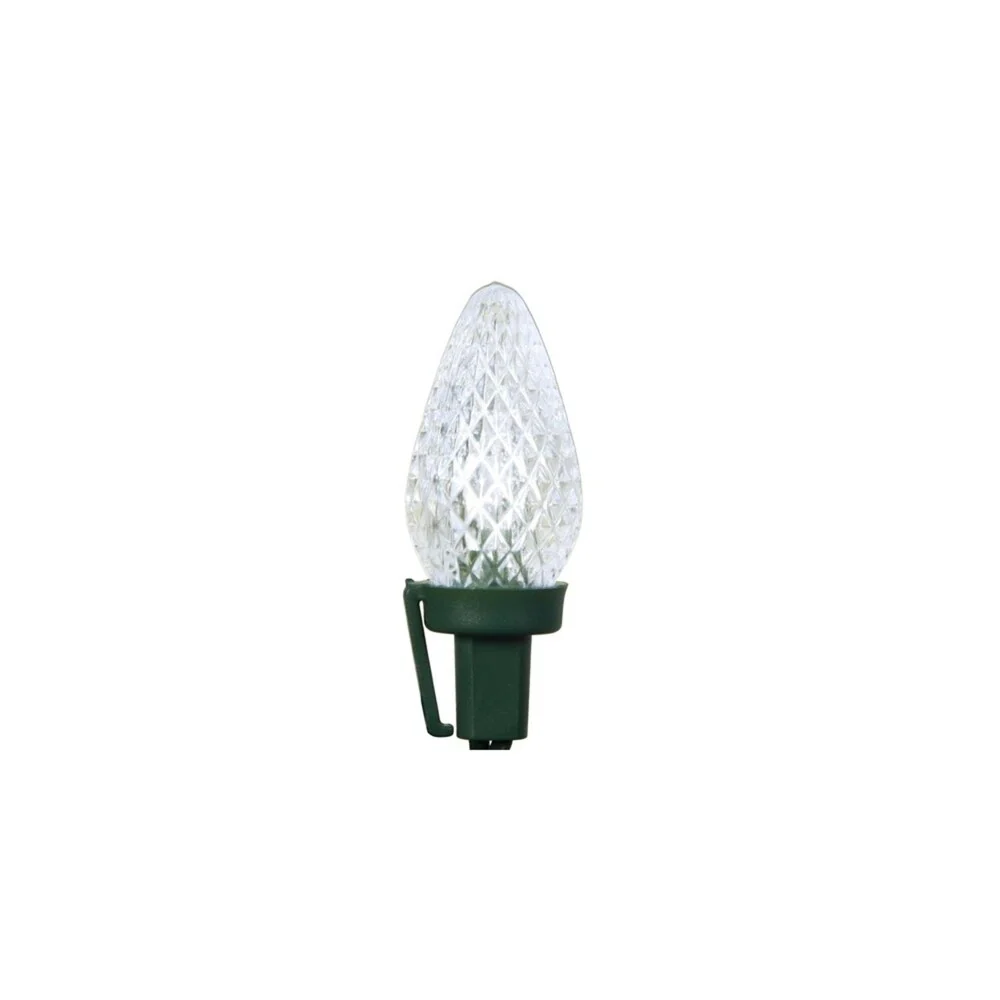100 Commercial Length Pure White LED Faceted C9 Christmas Lights on Spool 5
