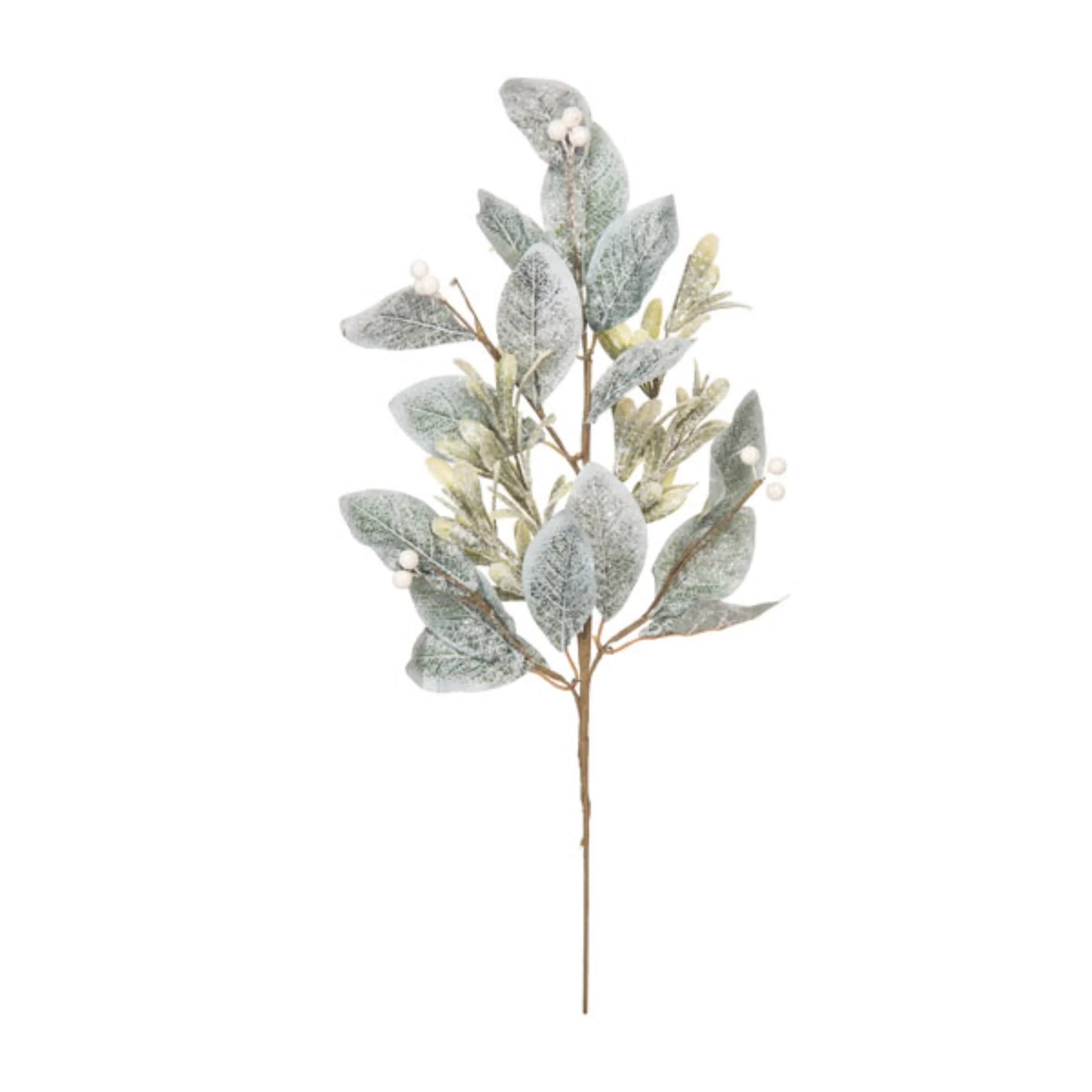 Transpac Fabric 24 in. Green Christmas Frosted Magnolia Spray