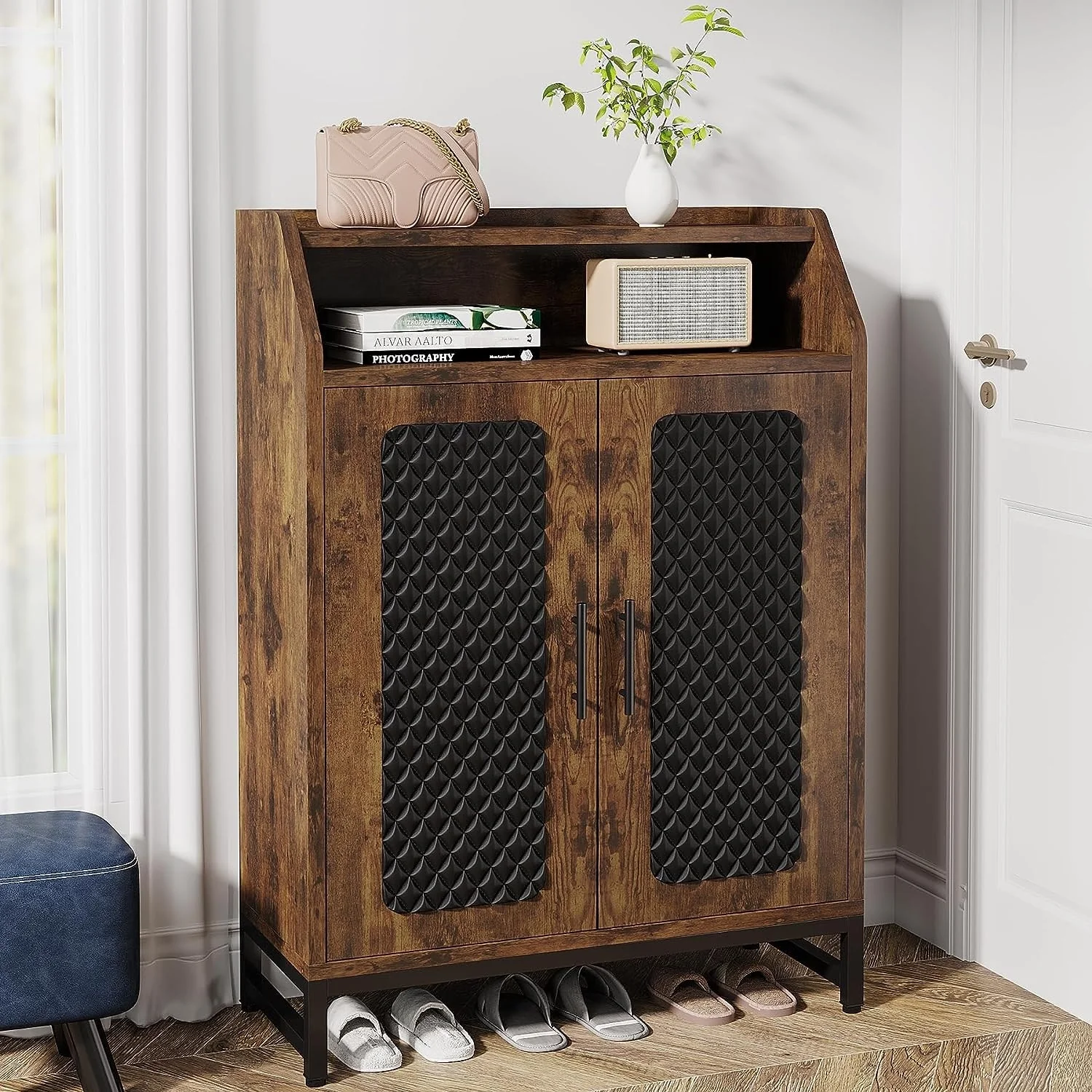 Shoe Cabinet with Doors, 20 Pairs Entryway Shoe Storage Cabinet - 7-tier