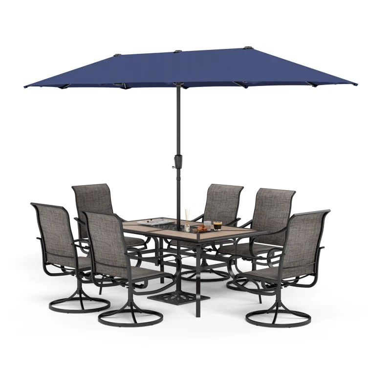 8pcs Outdoor Patio Dining Sets With Umbrella