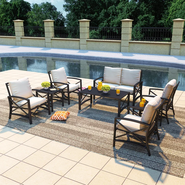 Cueva 6 - Person Outdoor Seating Group with Cushions (Set of 8)