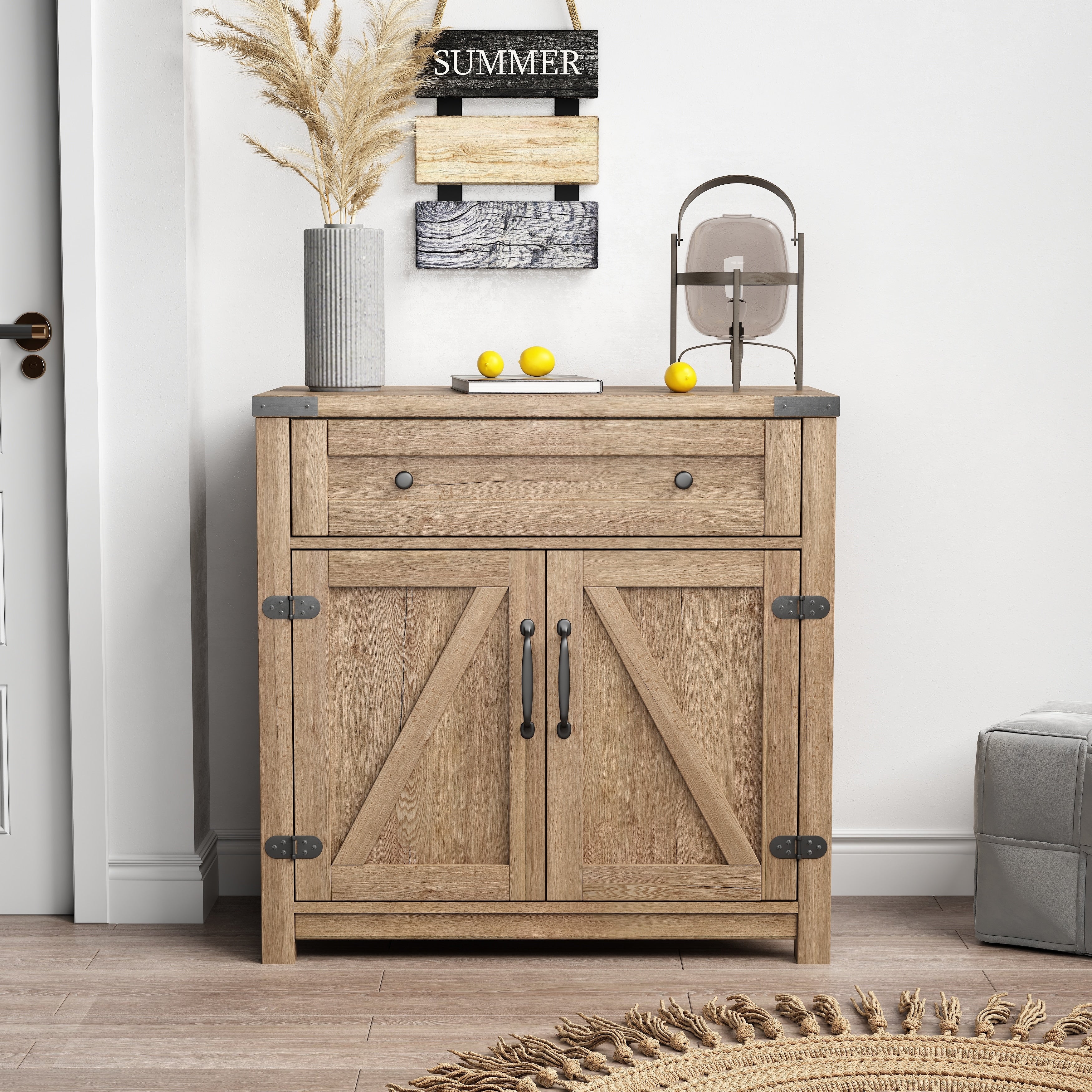 Modern Farmhouse Double Barn Door Accent Cabinet