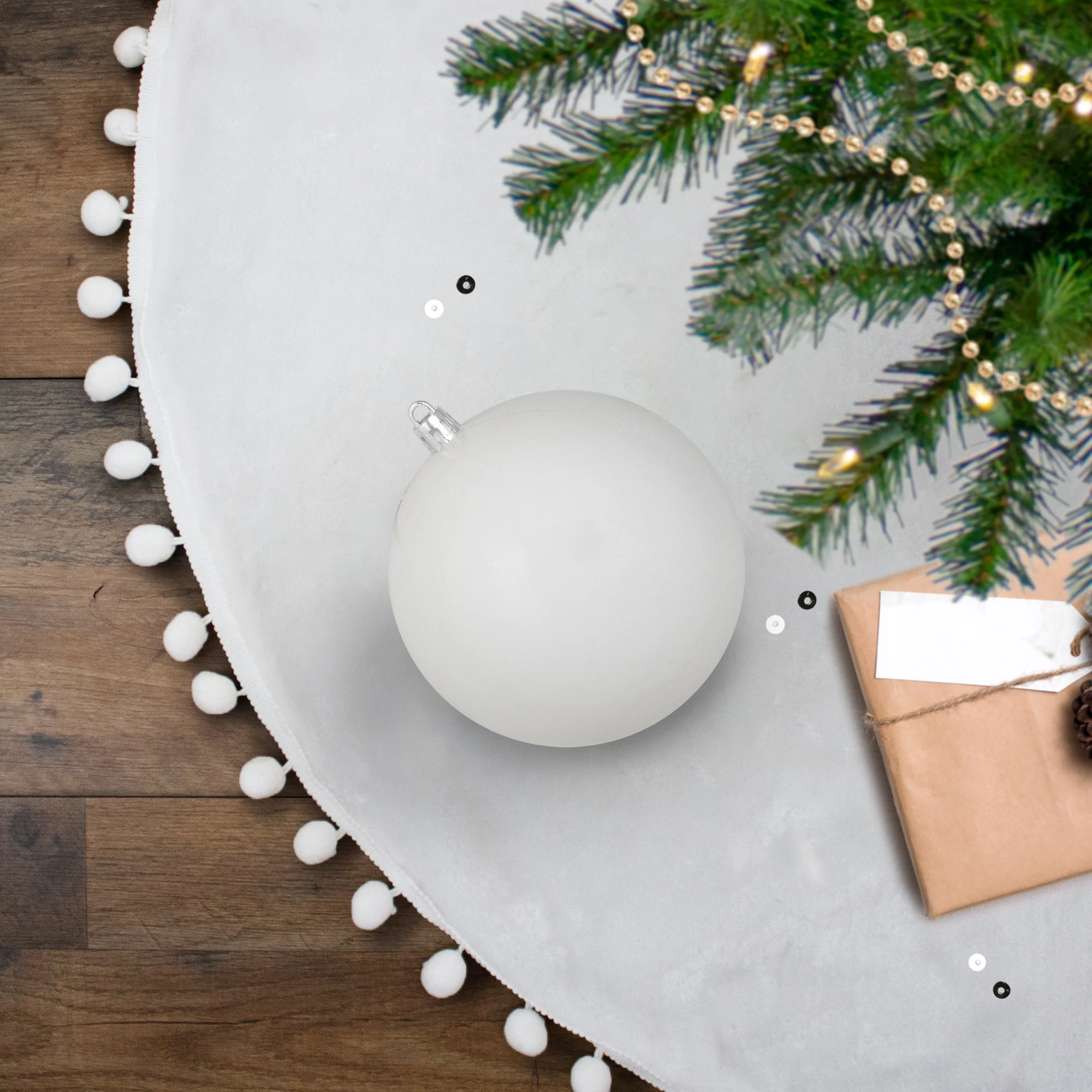 Shiny White Shatterproof Christmas Ball Ornament.