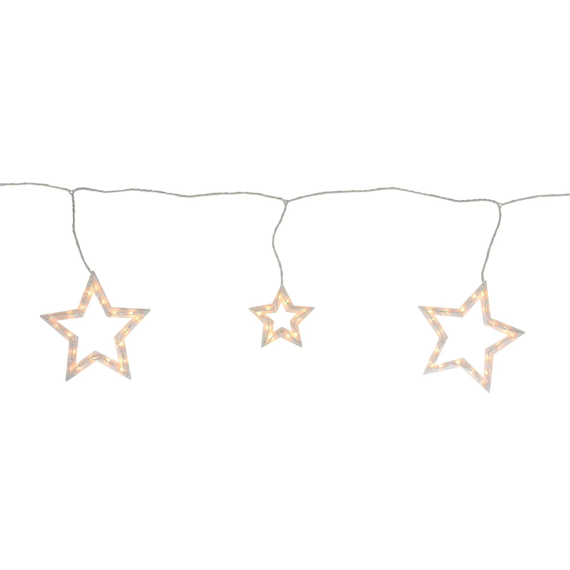 Star Christmas Lights - Clear - 9' White Wire - 6ct