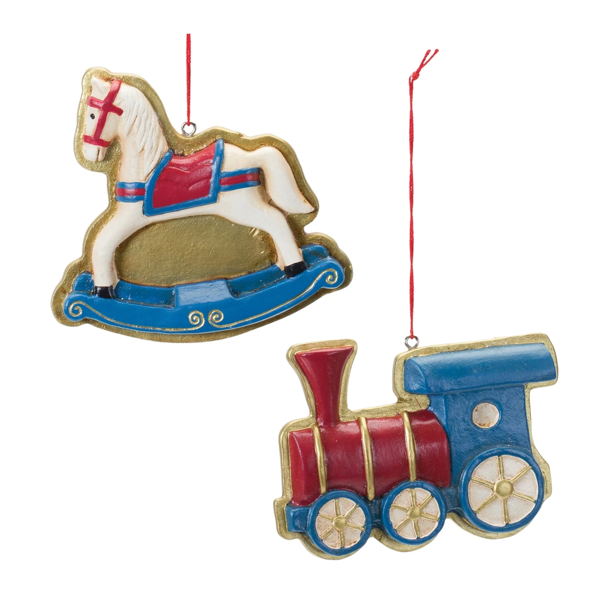 Rocking Horse and Toy Train Christmas Ornaments - 4