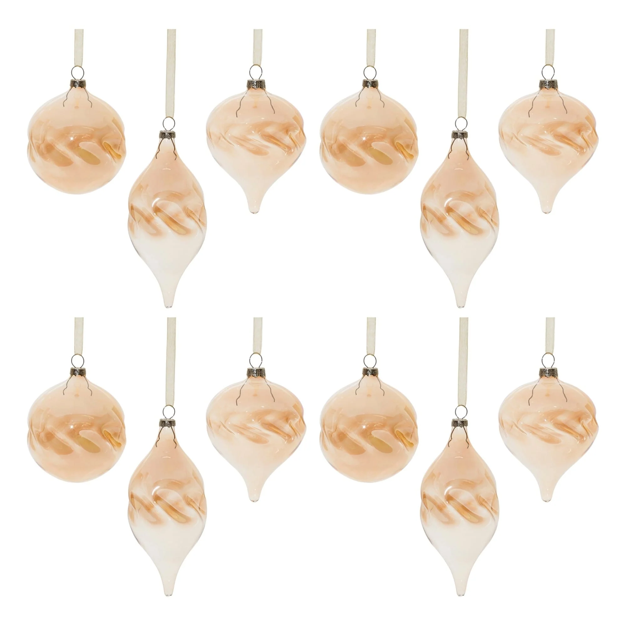 Swirled Glass Christmas Drop Ornaments - 5