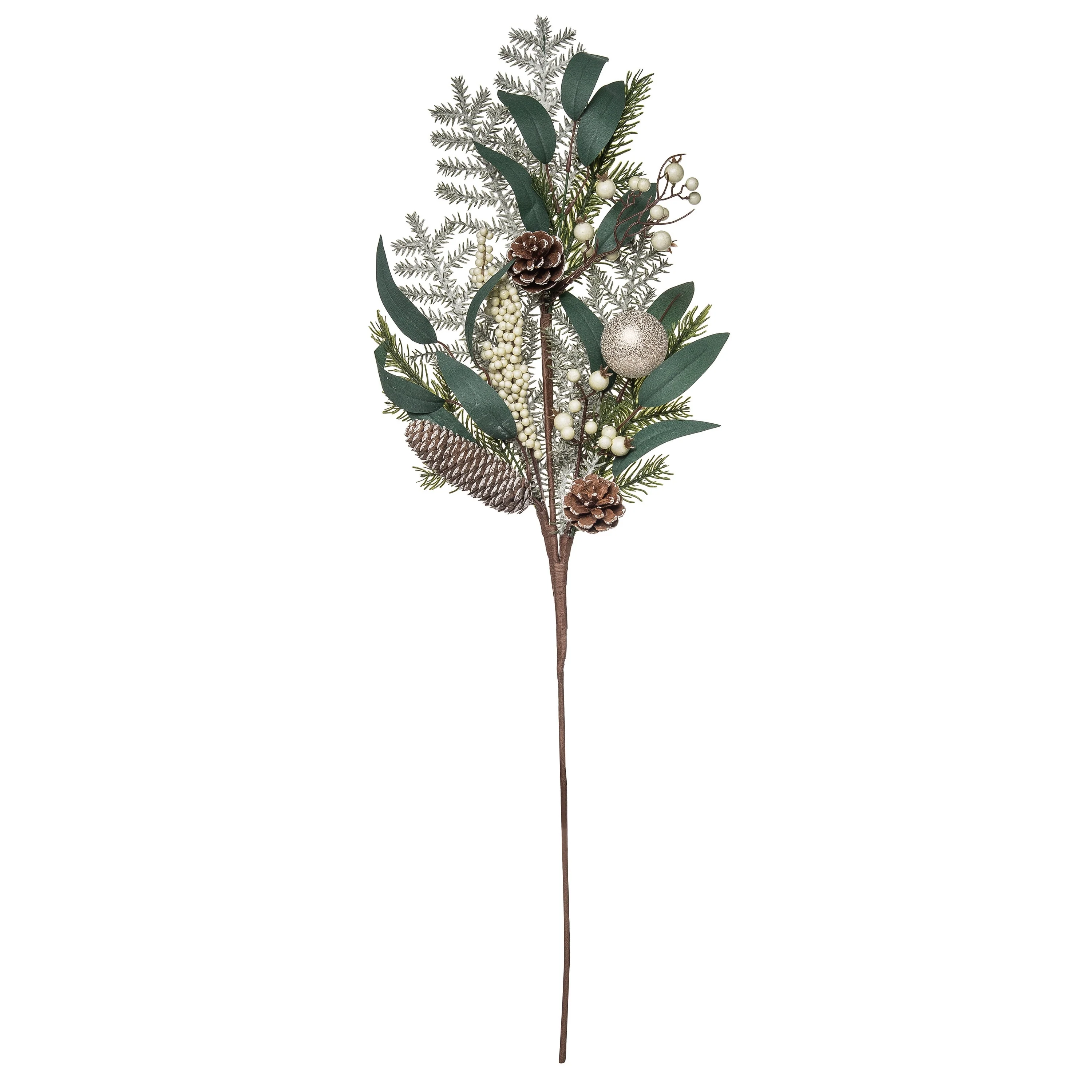 Transpac Artificial 32 in. Multicolor Christmas White Berry with Ornament Spray
