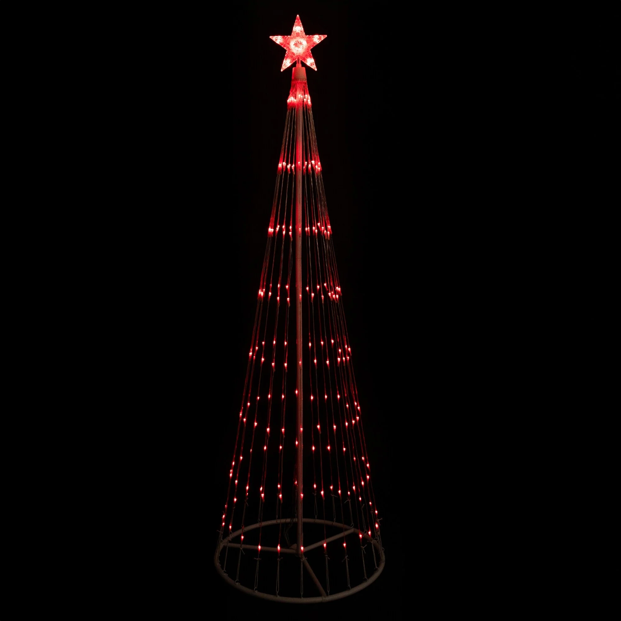 LED Lighted Show Cone Christmas Tree Outdoor Decoration - 6' - Red Lights - White