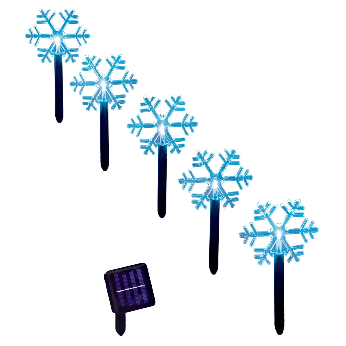 Solar Snowflake Pathway Light Stakes - Set of 5 - 15.500 x 5.500 x 3.100