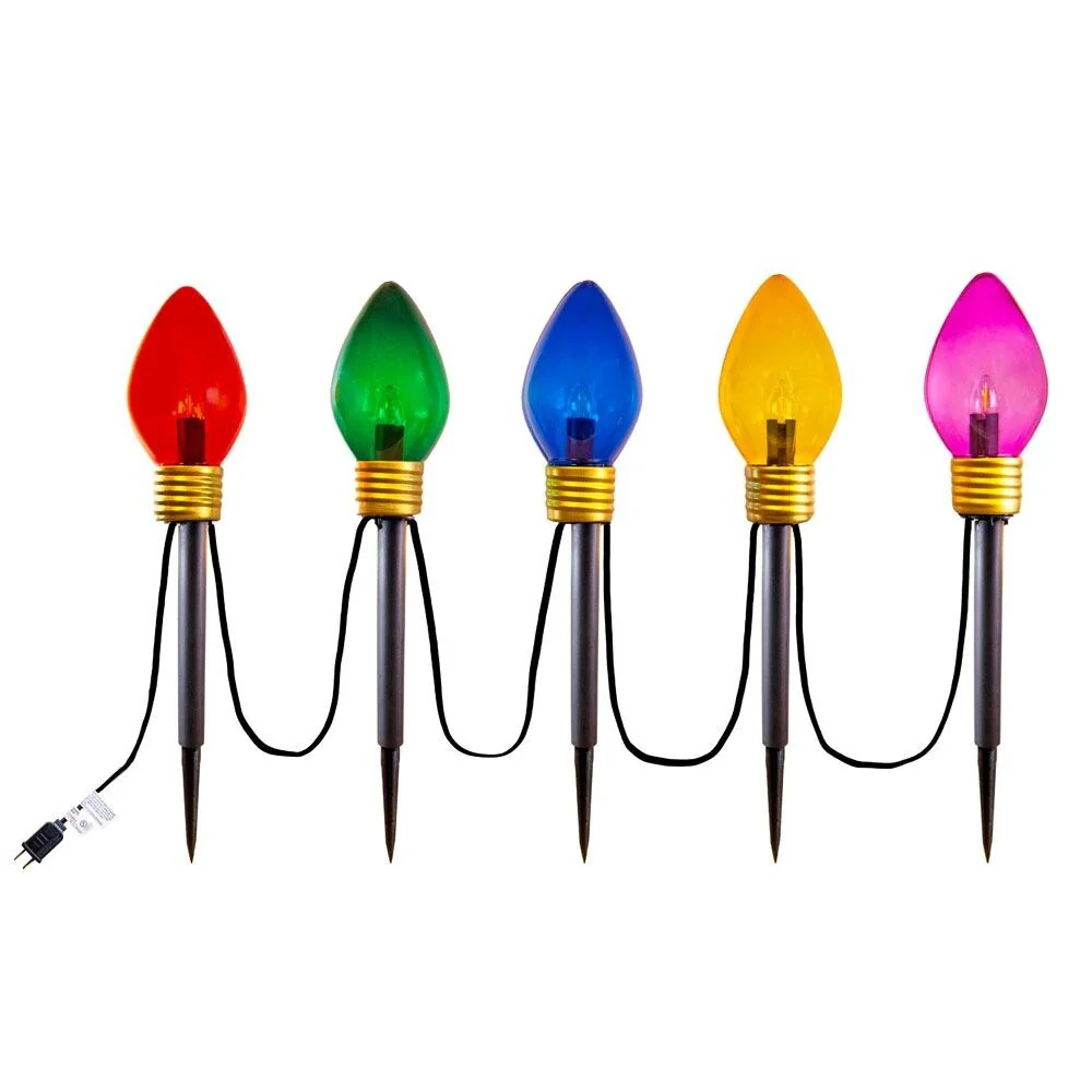 Novelty Lights 5 Light Jumbo LED C7 Multi Color Pathway Light Set, 6 Feet