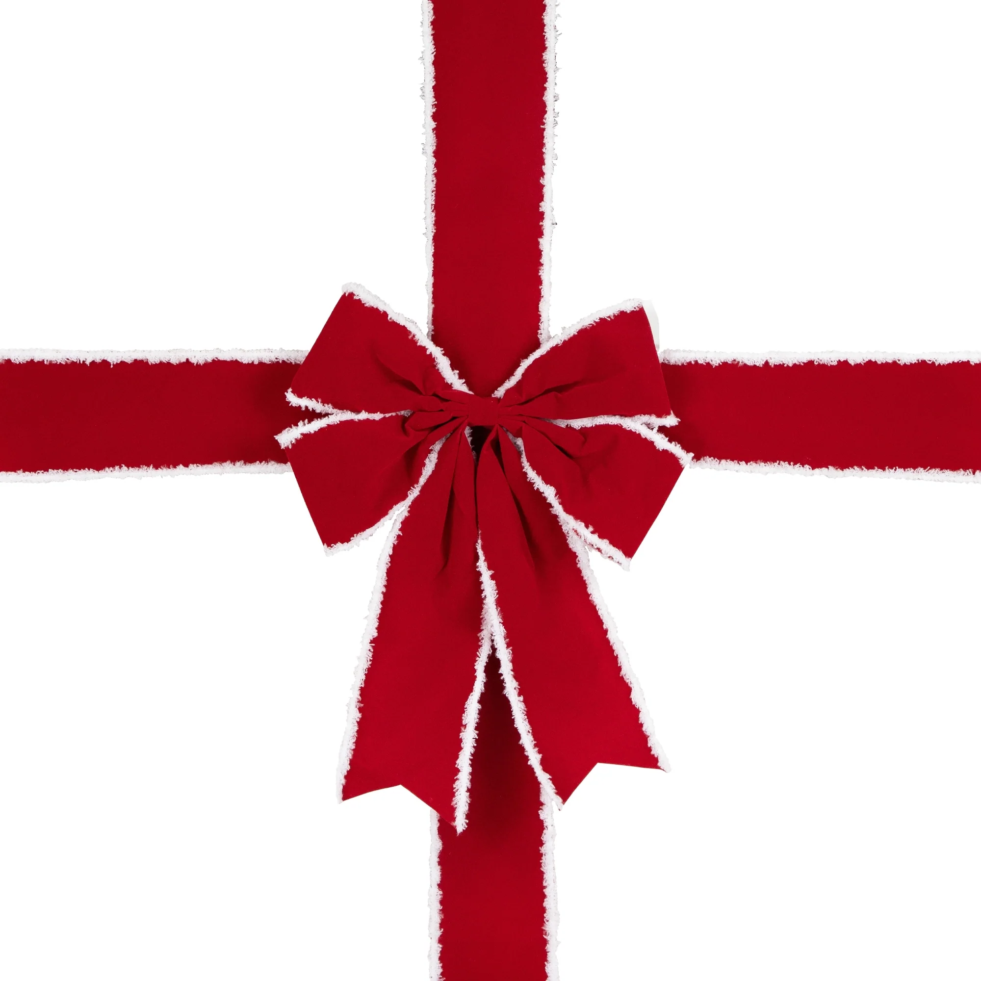 14' Red and White Velvet Christmas Door Bow