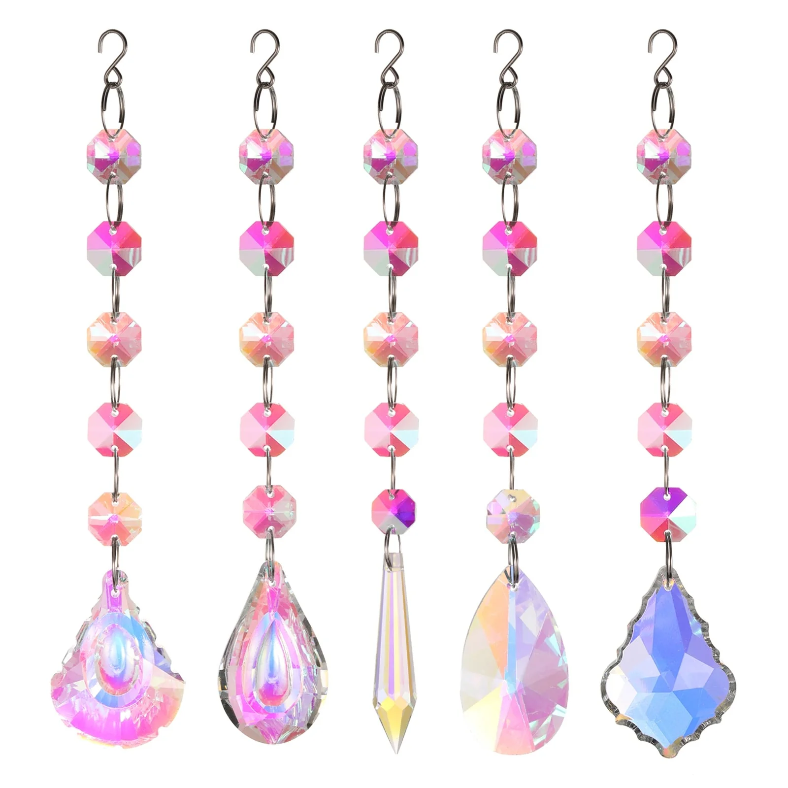 5Pcs Colorful Crystals Sun Catcher Hanging Suncatchers Prism Pendant Ornament