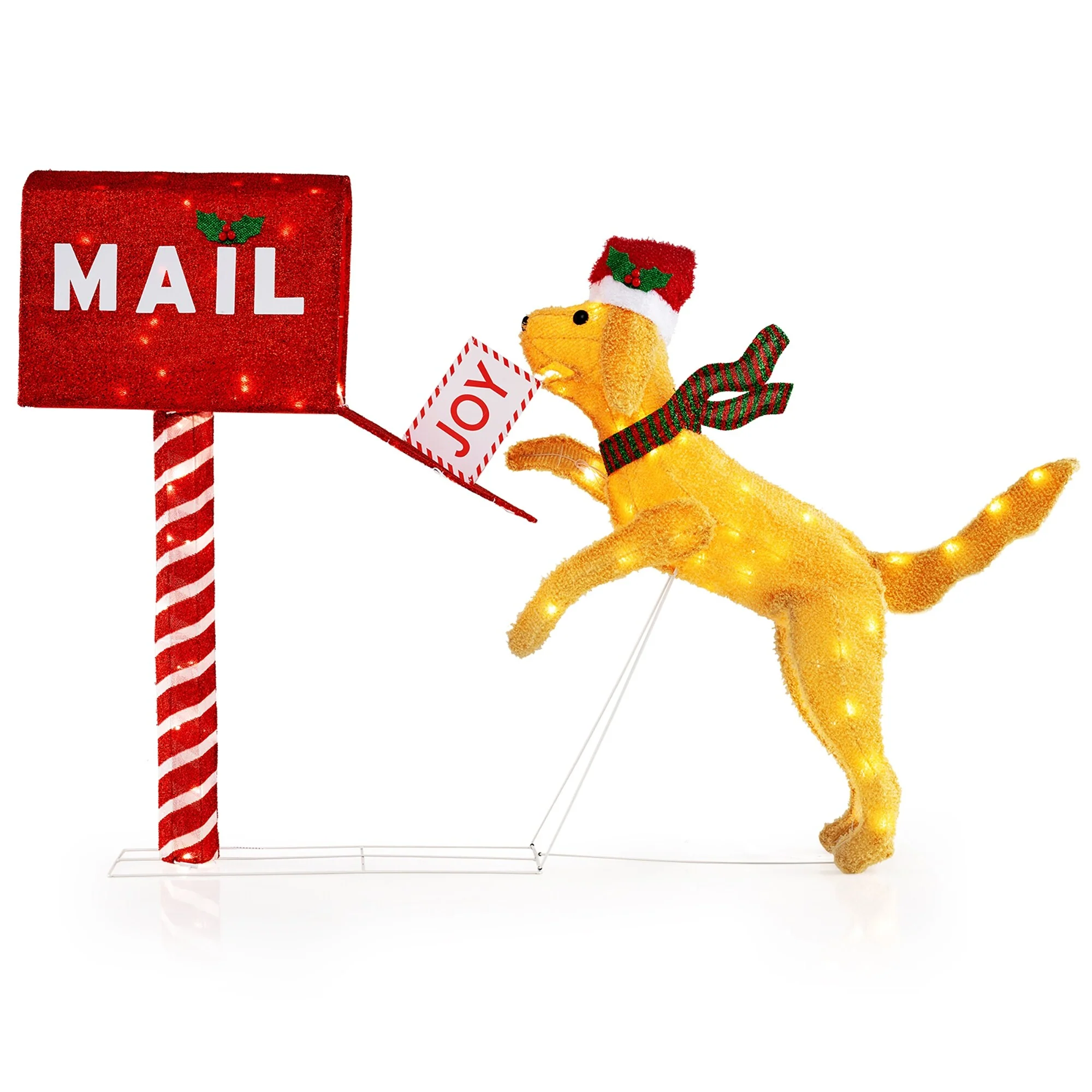 Gymax 3.5 FT Lighted Dachshund Climbing Mailbox Pre-Lit Christmas