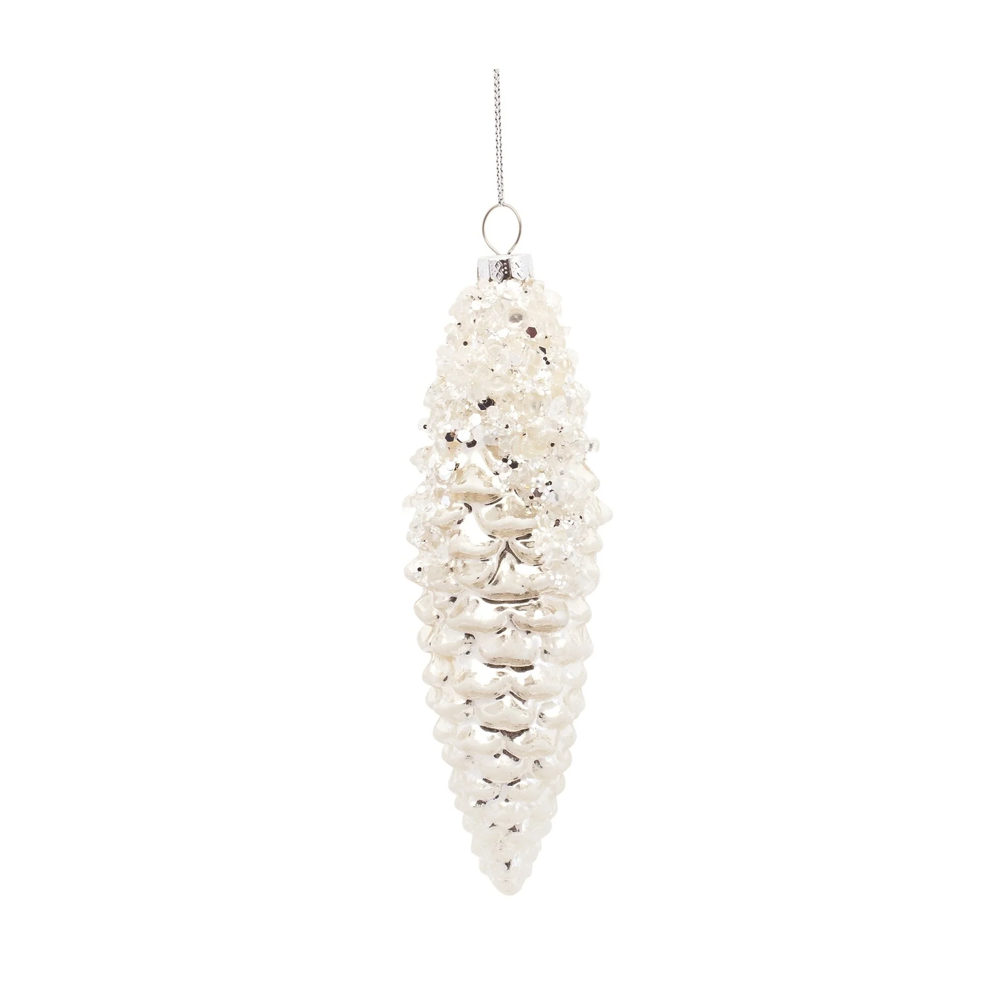 12ct White Pinecone Christmas Drop Ornaments 7.25