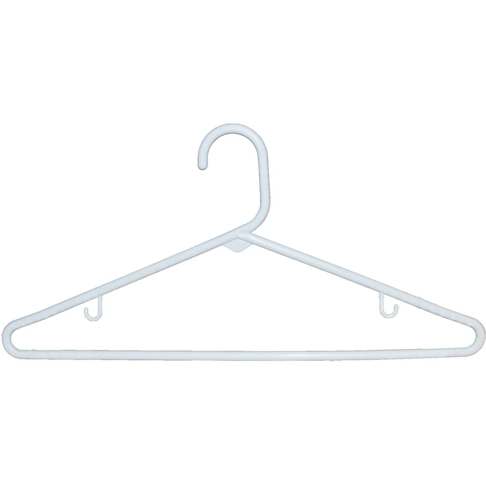 White Tubular Plastic Top Hanger, Box of 36