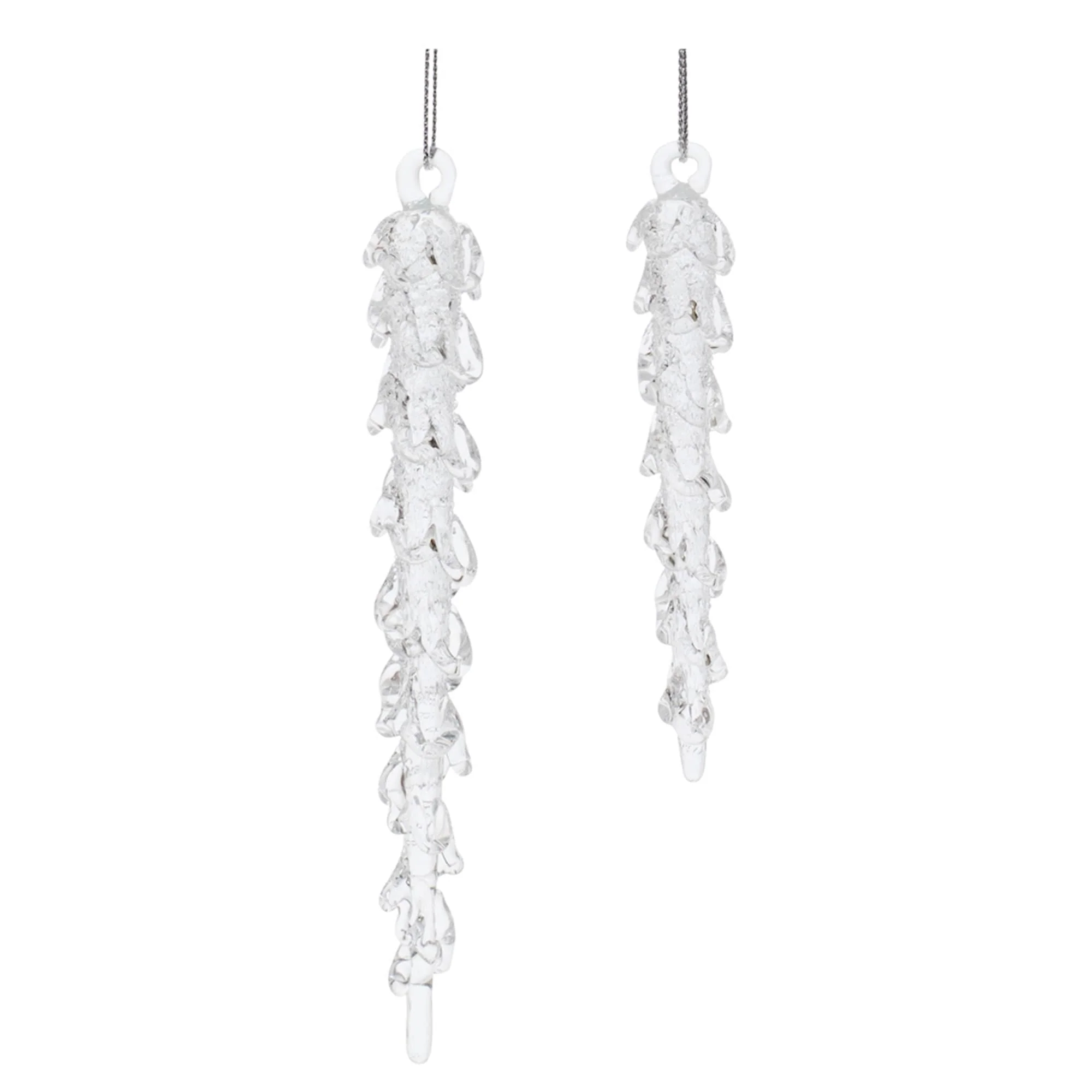Dripping Icicle Drop Glass Christmas Ornaments - 5.75