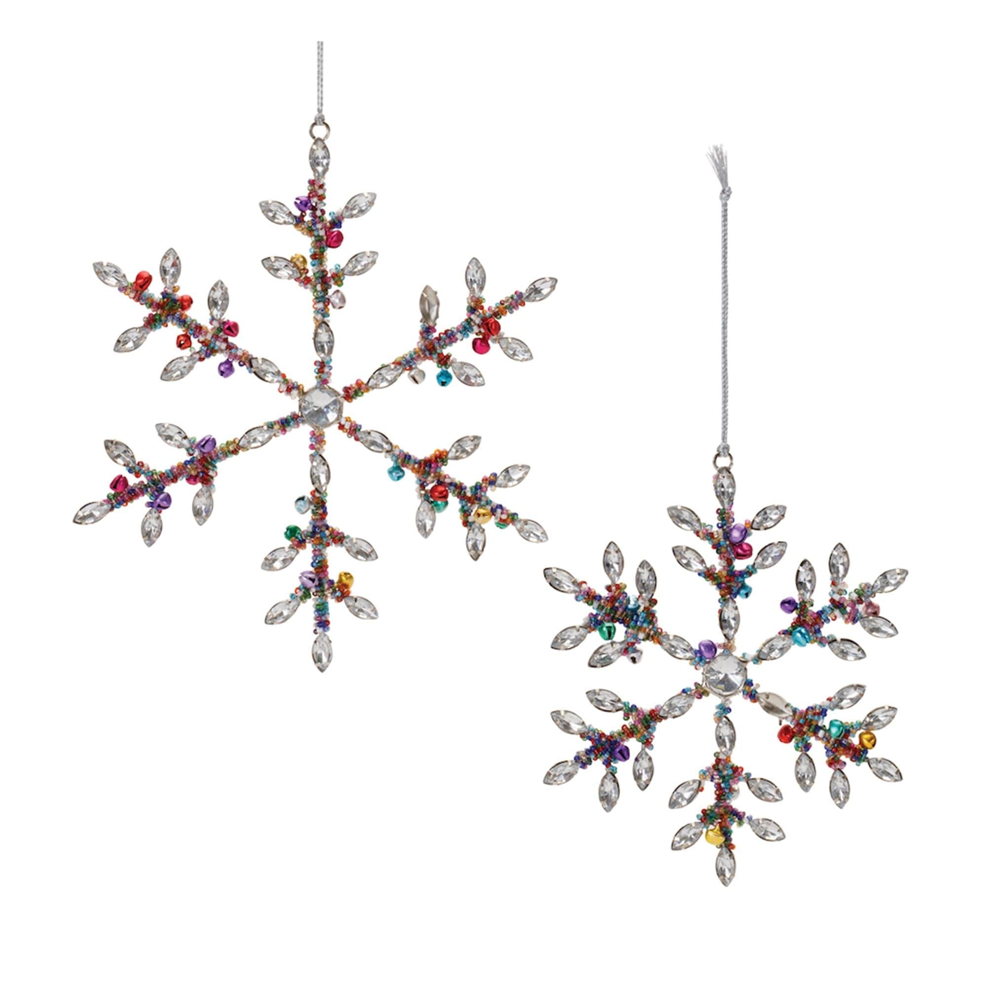 Rainbow Beaded Snowflake Glass Christmas Ornament - 8.25