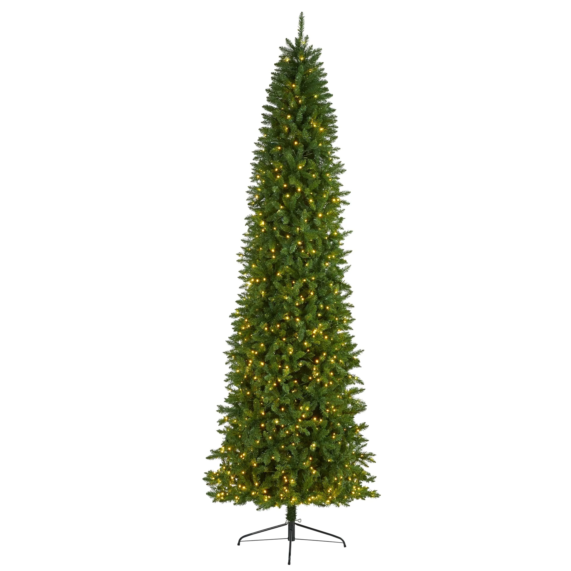 10' Pre-Lit Slim Mountain Pine Artificial Christmas Tree, Warm Clear LED Lights - over-10-feet