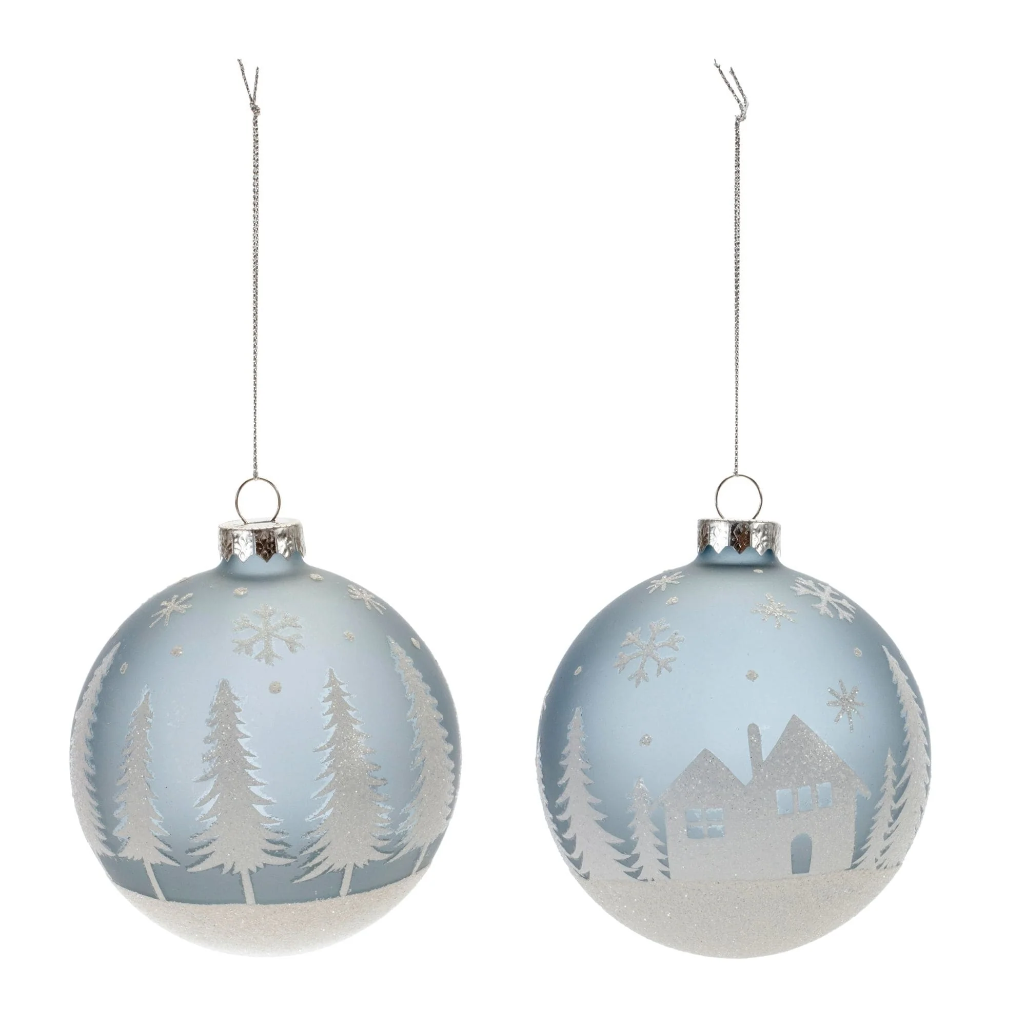 Glittered Winter Scene Glass Ball Christmas Ornaments - 4