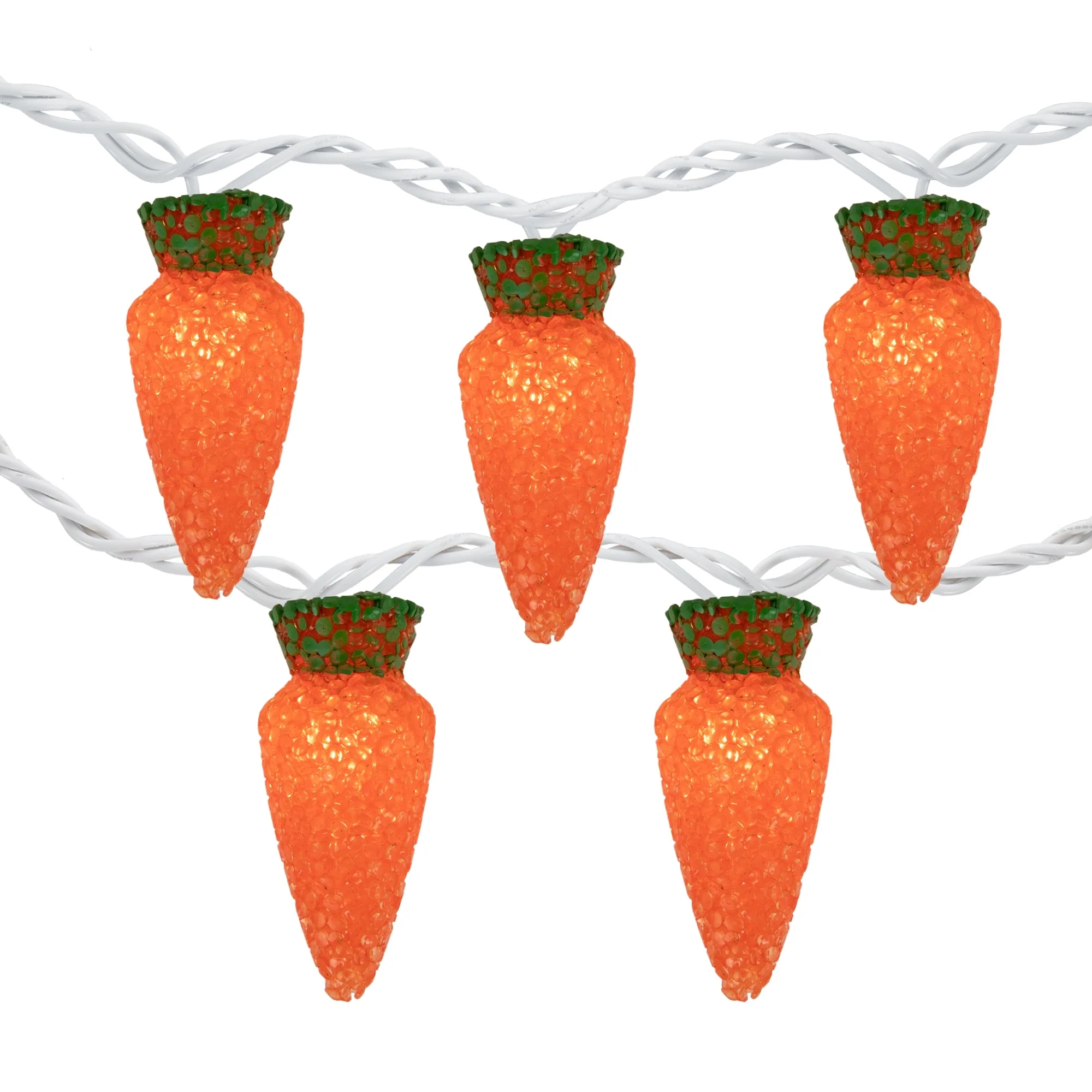 10-Count Orange Carrot Easter String Light Set, 7.25ft White Wire